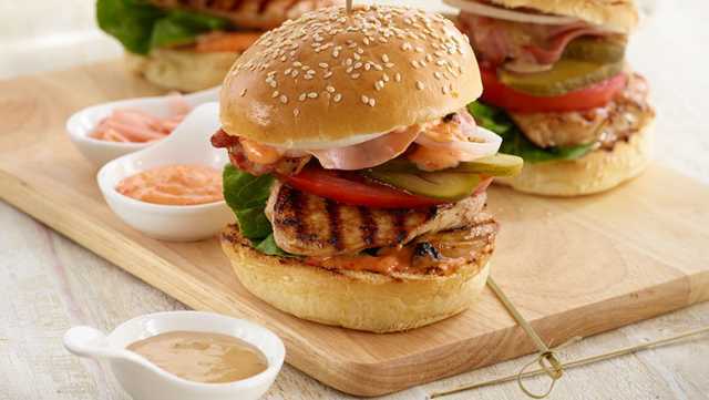 Chicken Burger with Oyster Sauce Marinade and Teriyaki Mayonnaise