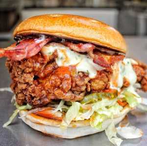 A fried chicken burger