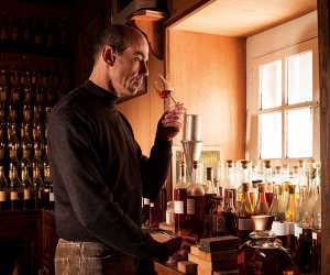 Patrice Piveteau, Frapin's cellar master, noses a glass of the house's cognac