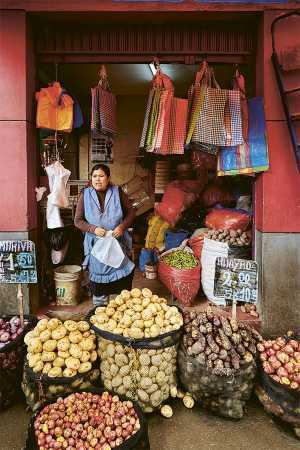 Potatoes at the market in the Peruvian Andes