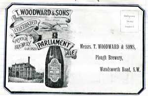 Parliament Ale, brewed by T. Woodward & Sons at the Plough Brewery, London