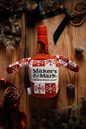 Maker's Mark Bourbon in a Christmas jumper