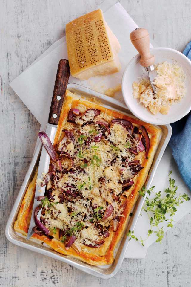 A recipe for red onion, thyme and Parmigiano Reggiano tart