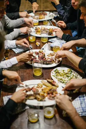 diners tuck into Basque food at