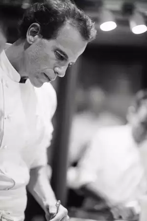 Dan Barber in the kitchen at restaurant Blue Hill at Stone Barns
