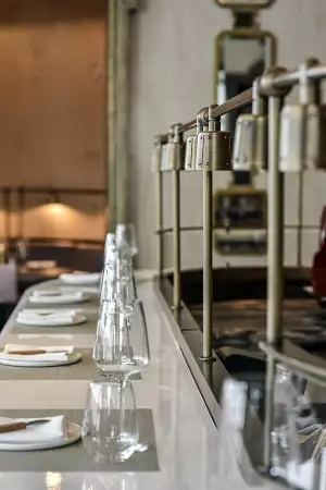 Counter-top dining at Roux at the Landau