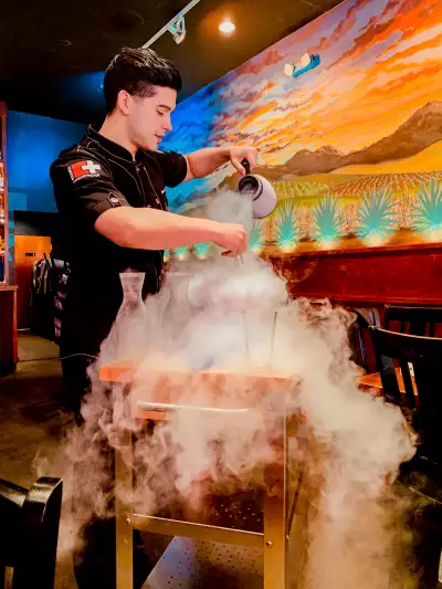 Julian Rodarte makes a nitrogen margarita at Beto & Son