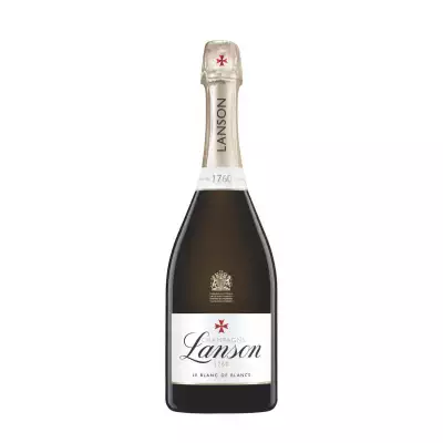 A bottle of Champagne Lanson Blanc de Blancs