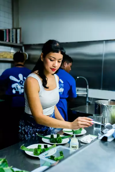 Stephanie at a pop-up at Fed by Made in Seminyak, Bali