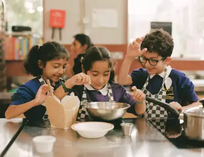 Mandeville Primary pupils cooking at Hackney School of Food Mandeville Primary pupils cooking at Hackney School of Food