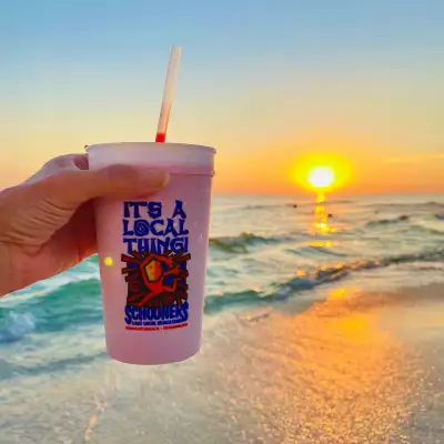 A signature cocktail at Schooners served at sunset &ndash; a bar on Panama City Beach which guarantees a good time, and perhaps a sore head