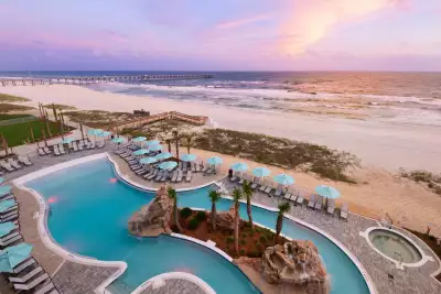 The pool at SpringHill Suites by Marriott at Panama City Beach, looking out over the expansive sea