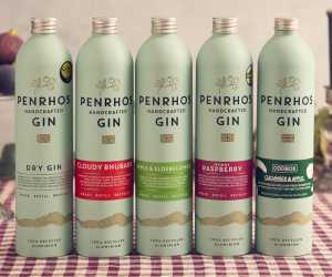 The range of Penrhos Gin made using 100% recycled aluminium bottles