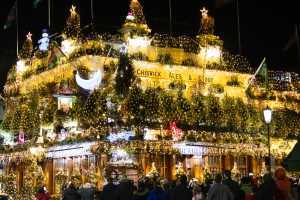 The Churchill Arms festooned in lights