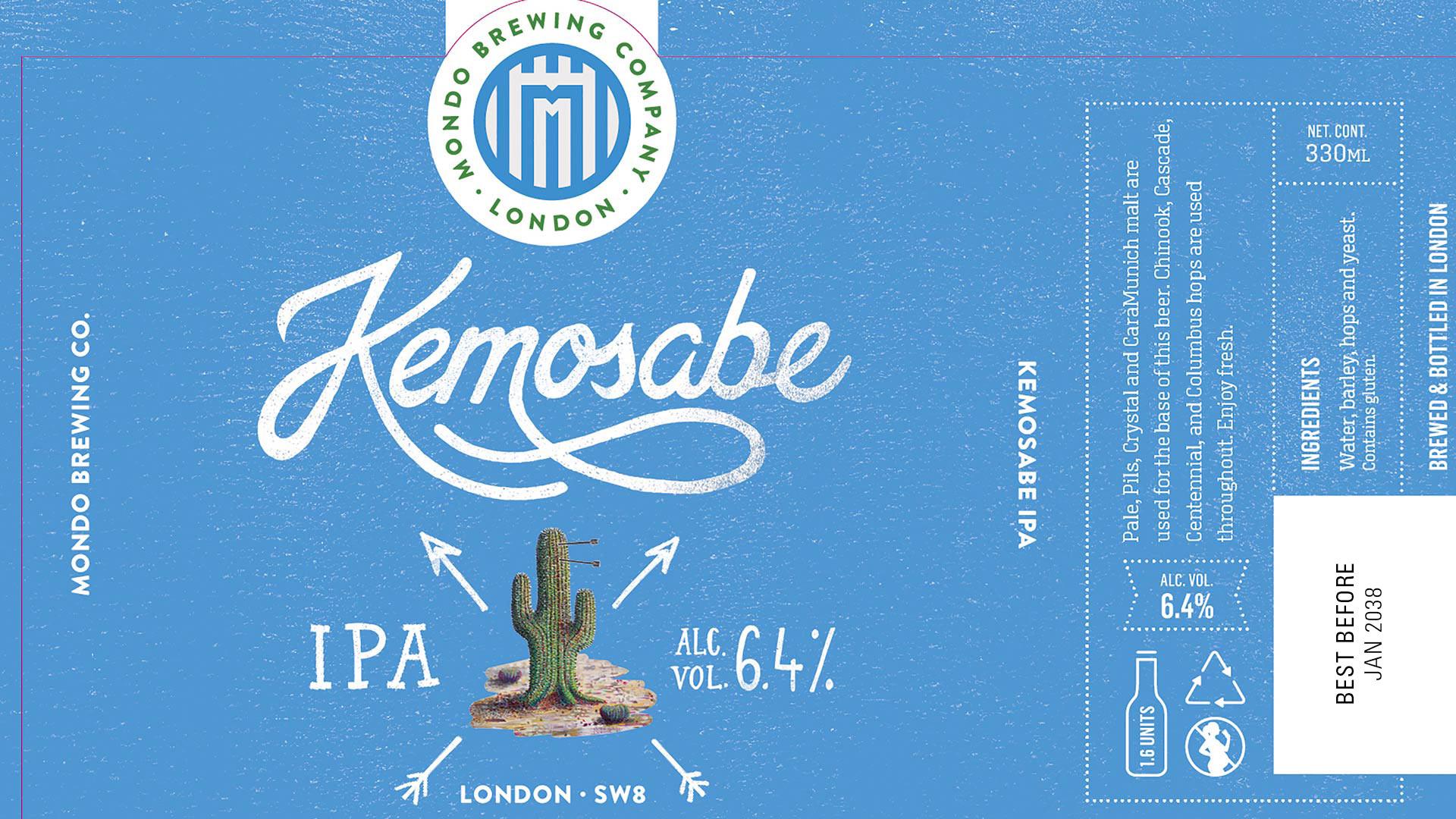 Mondo Brewing's beer bottle labels Mondo Brewing's beer bottle labels