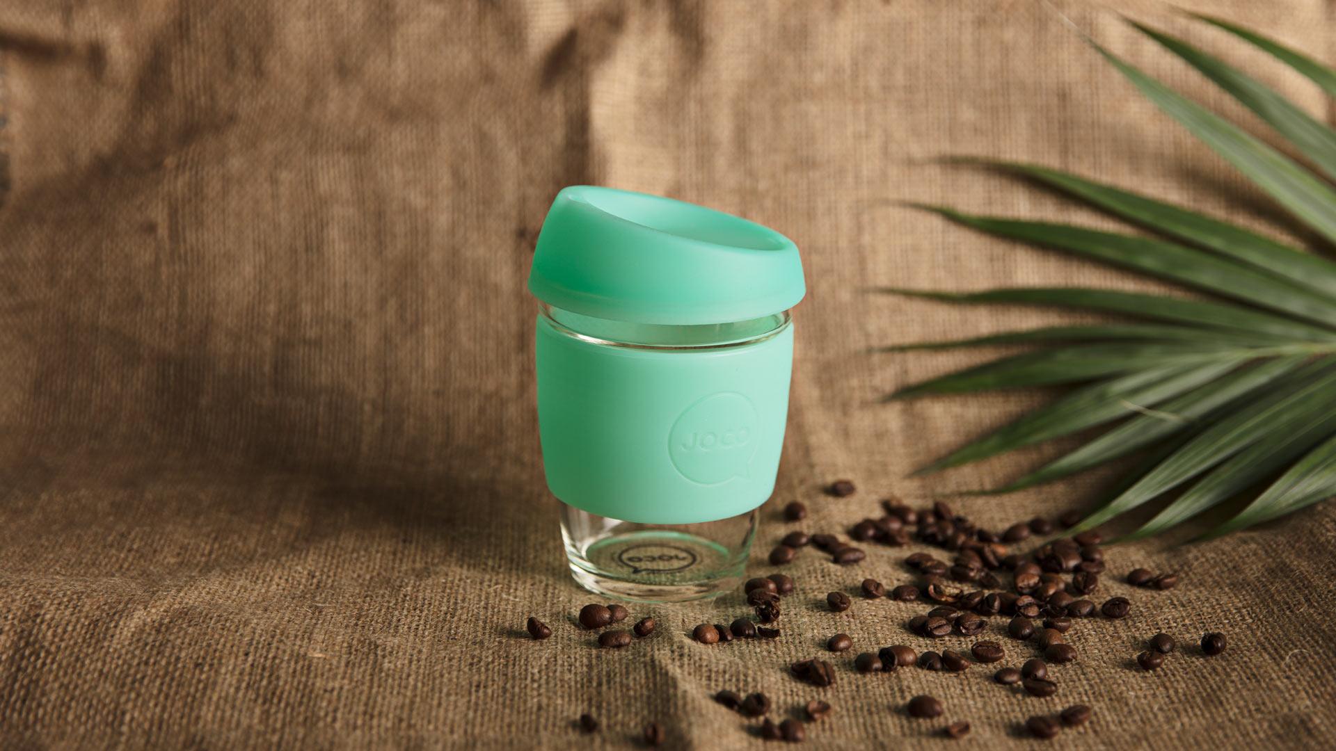JOCO's reusable seaglass cup in vintage green JOCO's reusable seaglass cup in vintage green