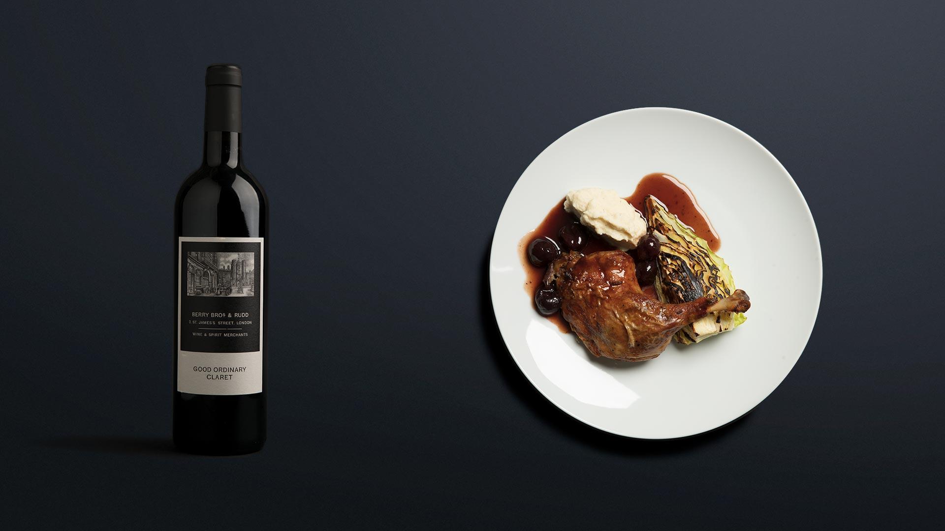 Berry Bros. & Rudd Good Ordinary Claret 2016 with roasted duck and cherries Berry Bros. & Rudd Good Ordinary Claret 2016 with roasted duck and cherries