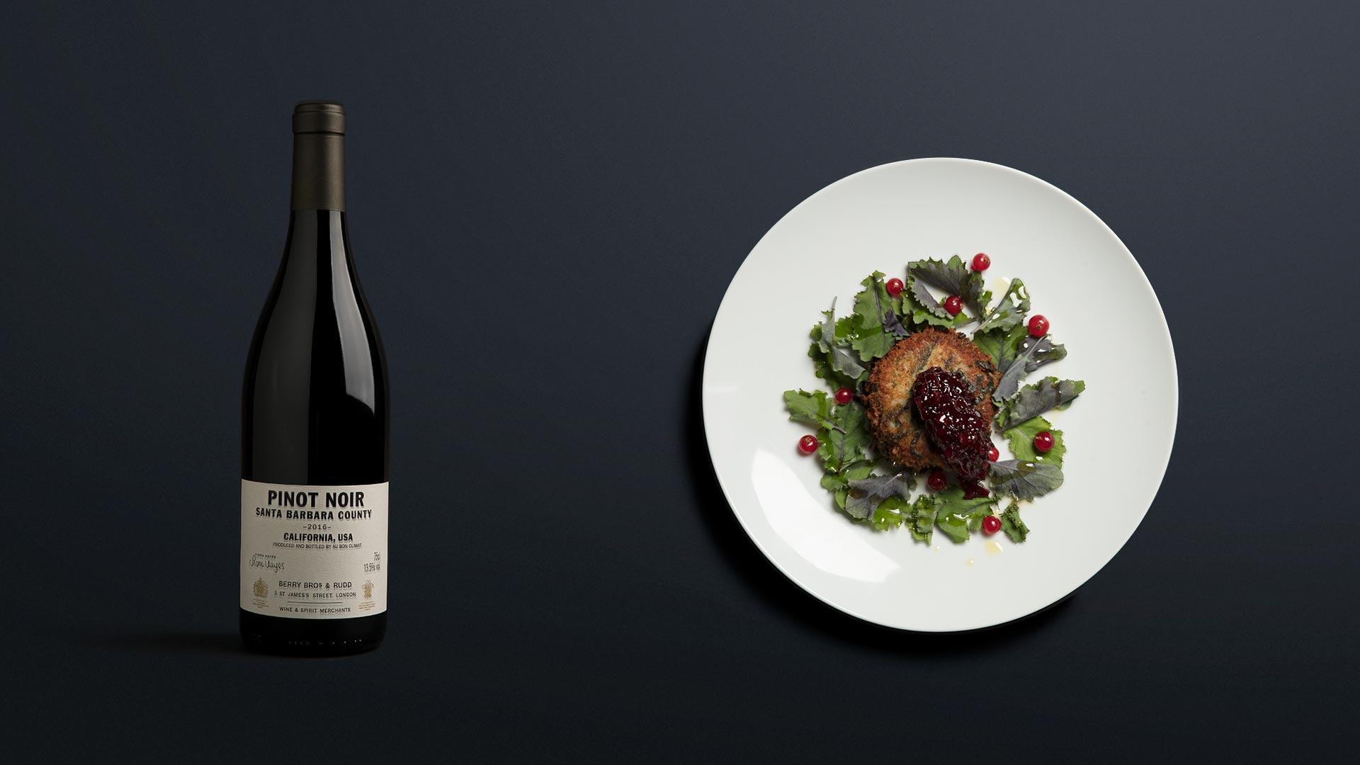 Berry Bros. & Rudd Santa Barbara Pinot Noir 2015 with bubble and squeak Berry Bros. & Rudd Santa Barbara Pinot Noir 2015 with bubble and squeak