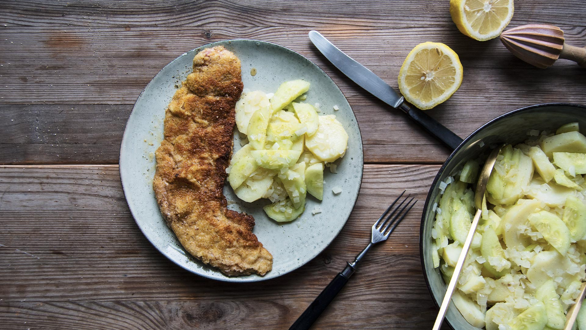 Schnitzel with Swabian potato salad Schnitzel with Swabian potato salad