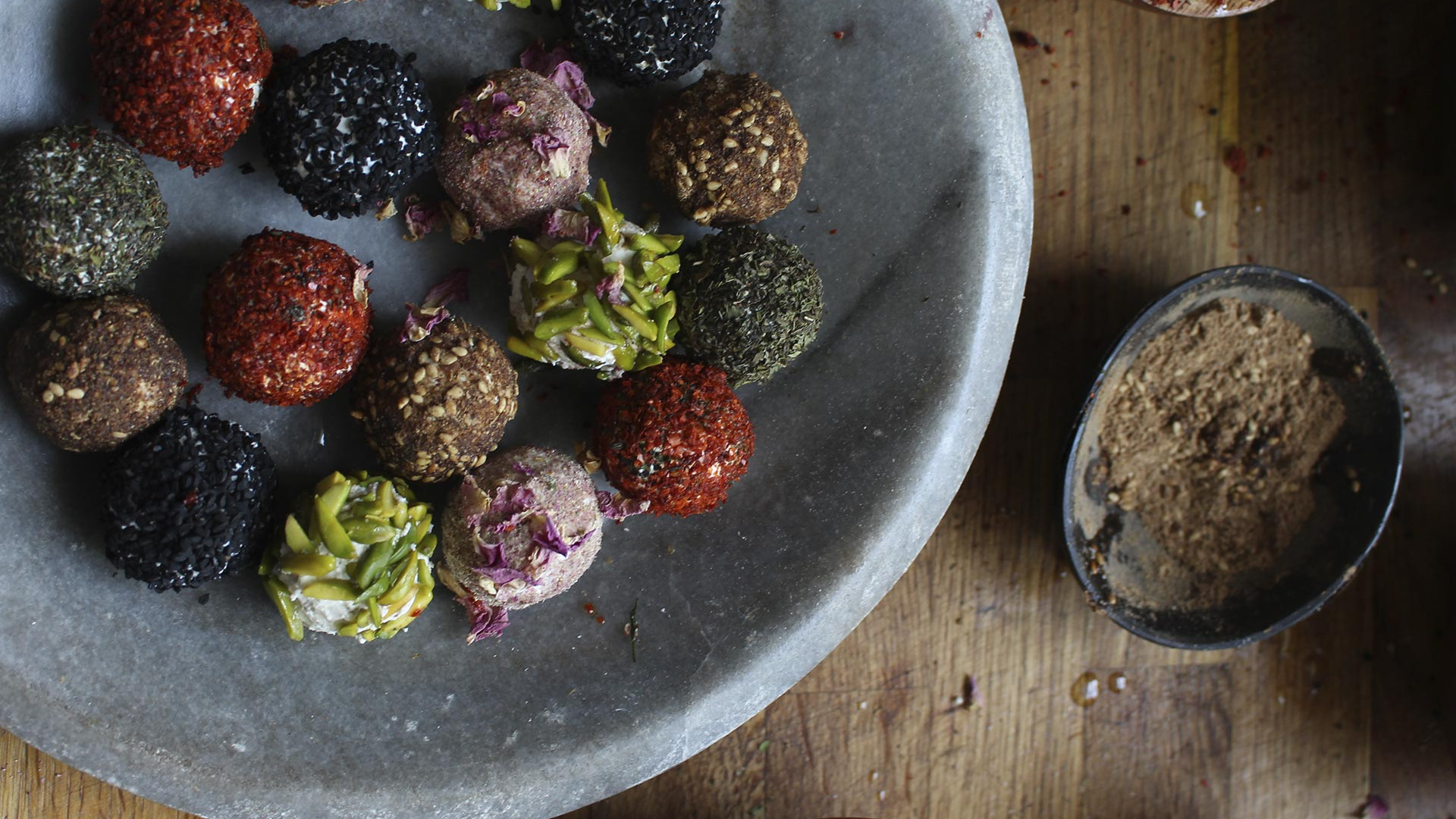 Make Hampstead Kitchen's labneh balls; Photography by Charlotte Hu Make Hampstead Kitchen's labneh balls; Photography by Charlotte Hu