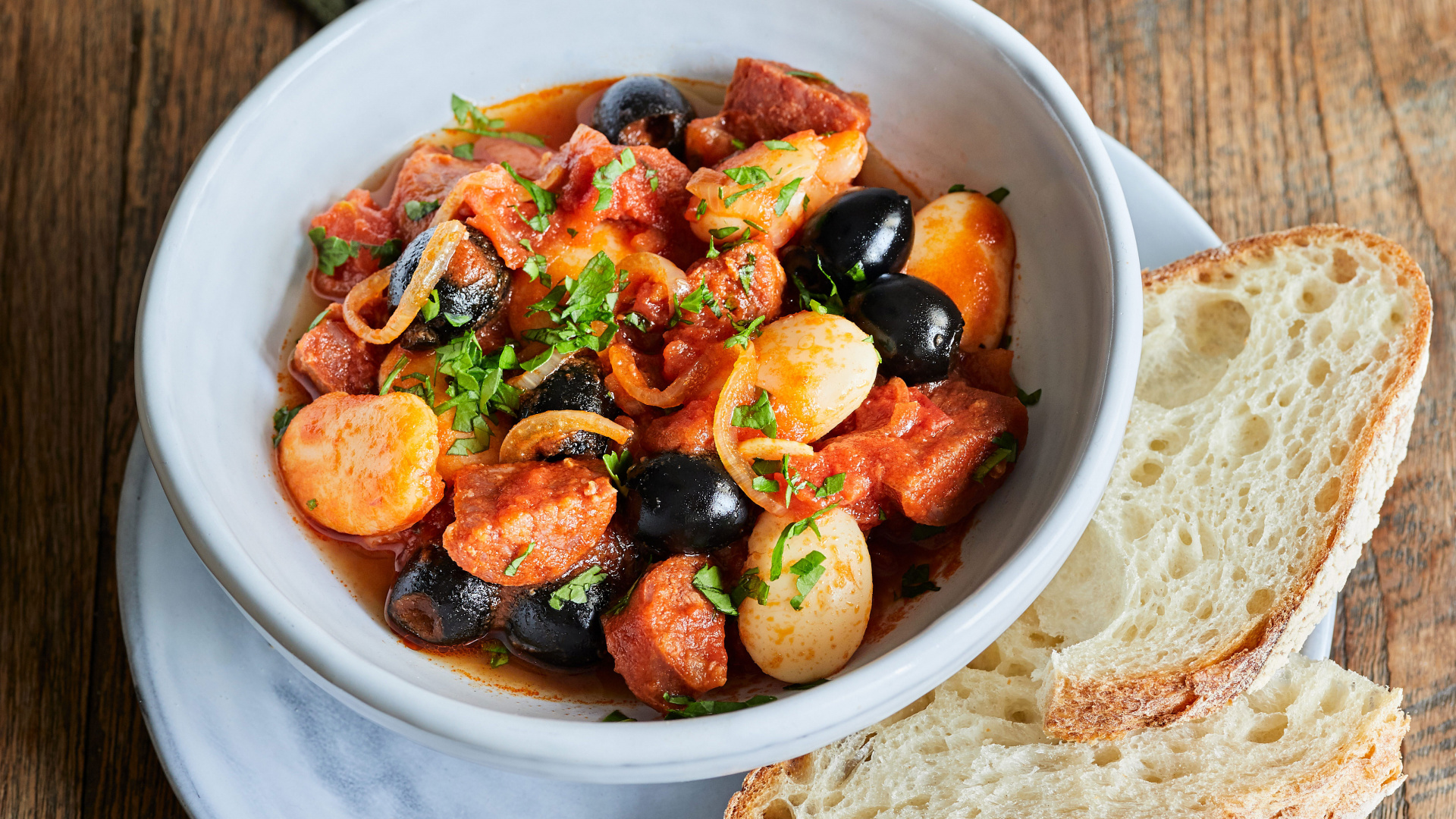 José Pizarro's chorizo, olive and judion bean stew José Pizarro's chorizo, olive and judion bean stew