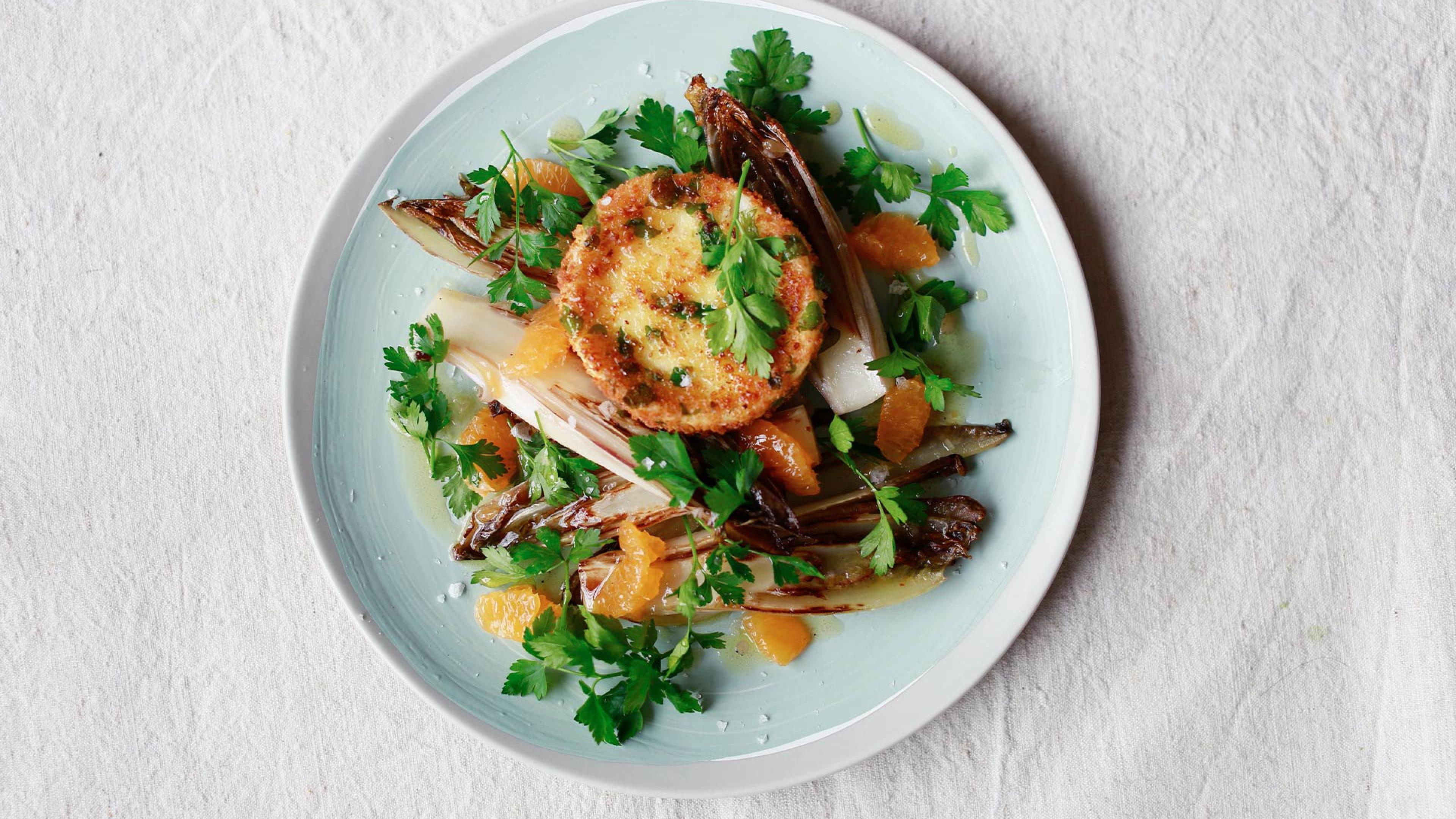 Make José Pizarro's grilled red chicory, clementine and goat's cheese salad Recipes Foodism