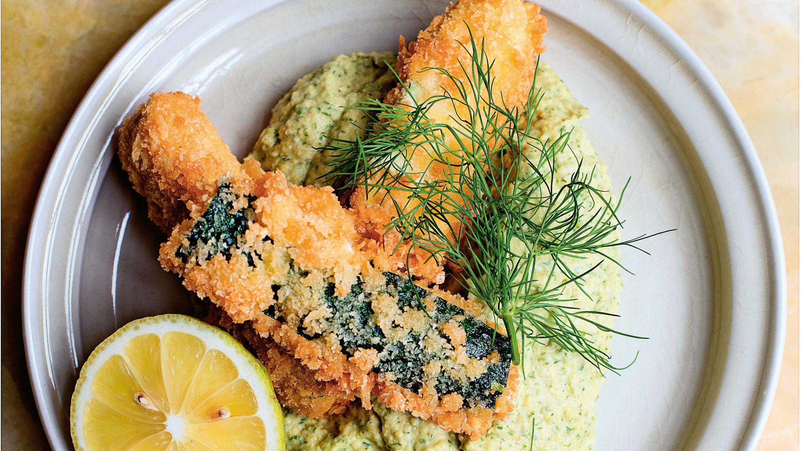 Make Nigel Slater’s deepfried courgettes and dill hummus Recipes
