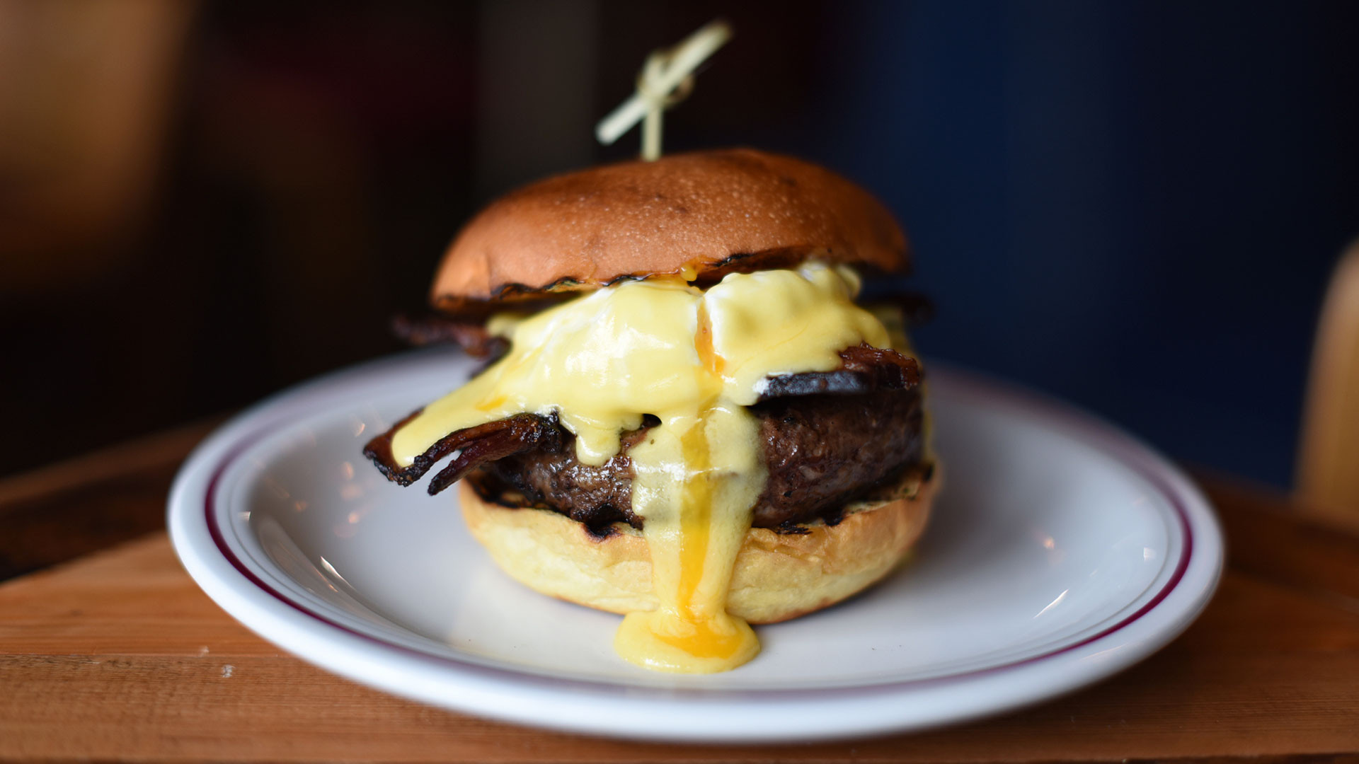 Benedict burger at Dirty Bones Benedict burger at Dirty Bones
