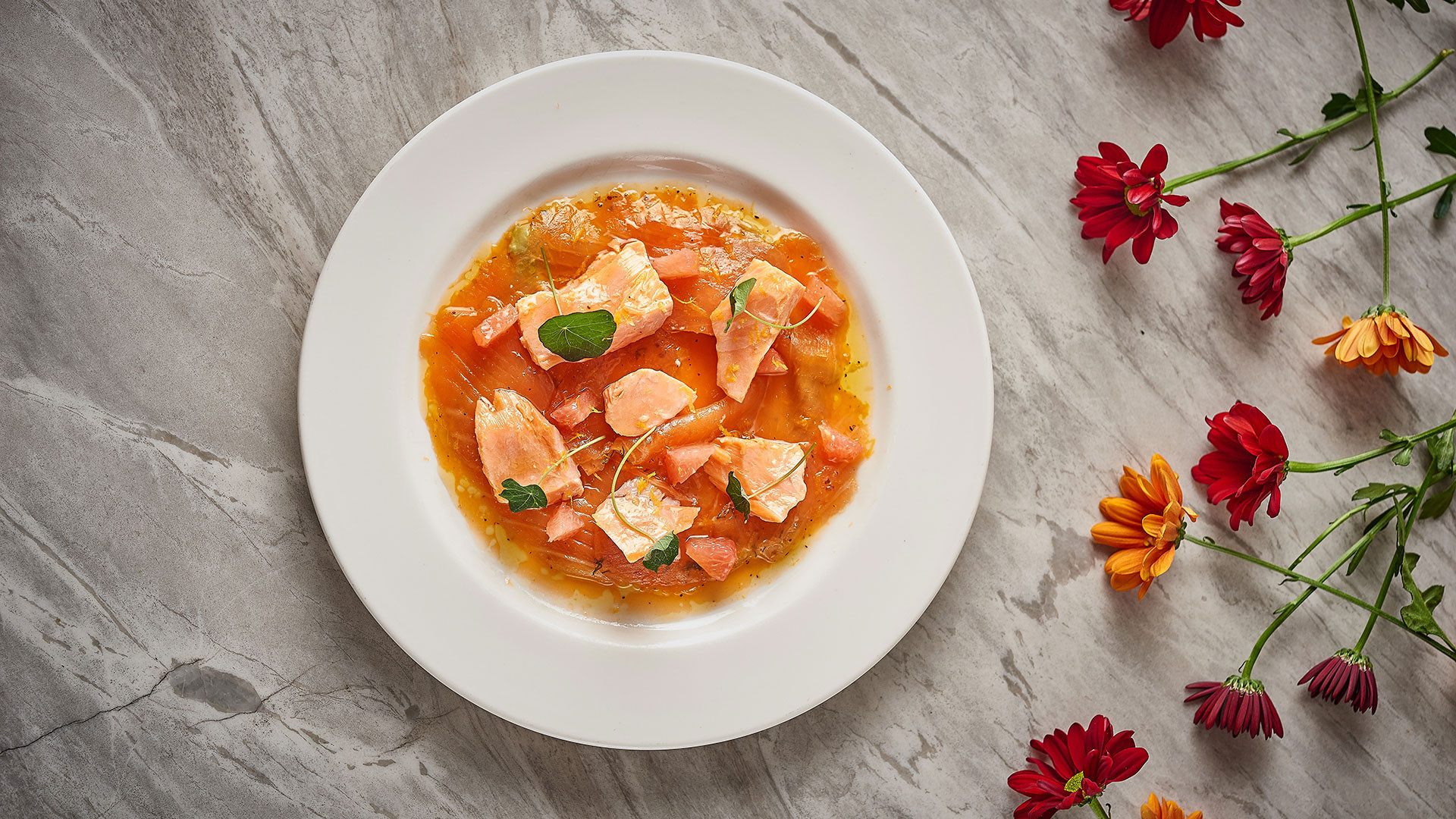 A floral menu at Tom's Kitchen Chelsea for Chelsea Flower Show A floral menu at Tom's Kitchen Chelsea for Chelsea Flower Show
