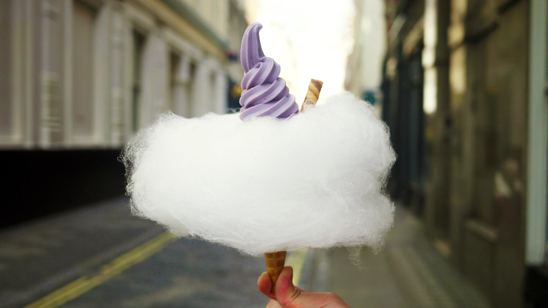 Blueberry soft serve and candy floss cone from Milk Train Blueberry soft serve and candy floss cone from Milk Train
