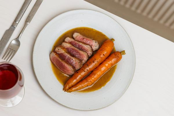 Sussex lamb, carrot and caraway