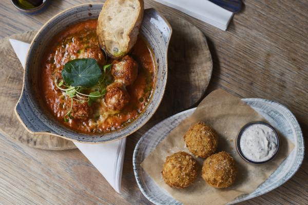 Meatballs and arancini