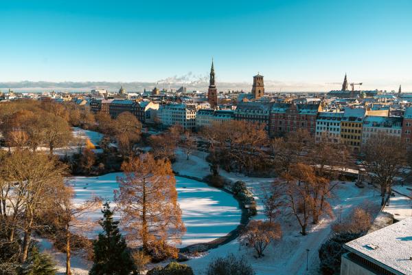 The beautiful city of Copenhagen in the snow