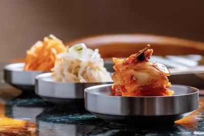 Kimchi and pickled beansprouts