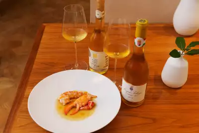 Tokaji Asz&uacute; with lobster in a spicy nage at Trivet Restaurant