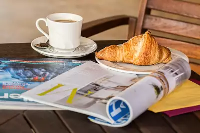 Coffee and a magazine