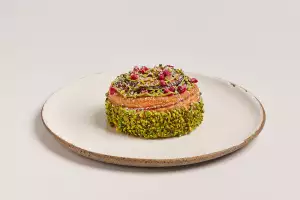 Pistachio raspberry croissant ring