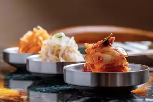 Kimchi and pickled beansprouts