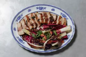 Mangalitza Pork Chop, raddichio and blood orange