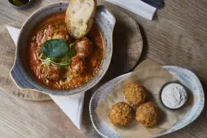 Meatballs and arancini