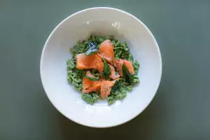 Smoked trout with spätzle and crème fraîche