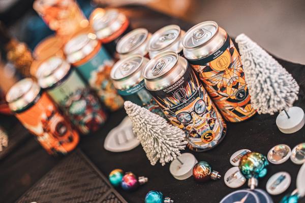 Cans of beer at London Christmas Beer Festival Cans of beer at London Christmas Beer Festival