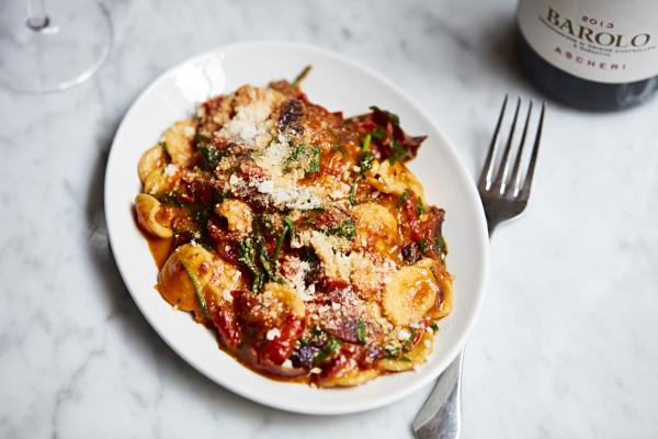 Orrechiete with nduja, red onion and rocket Orrechiete with nduja, red onion and rocket