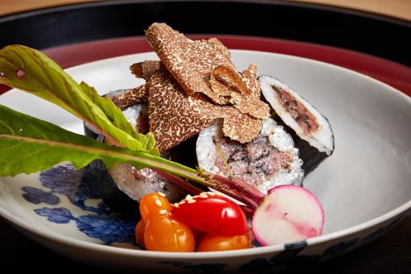 Taro and truffle sushi roll