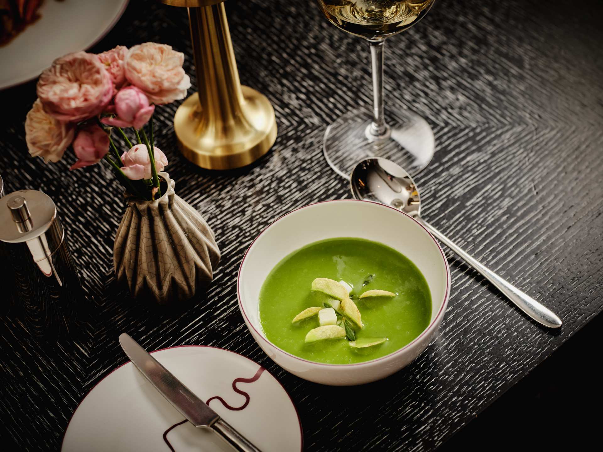 Wild Garlic Veloute starter at Indigo