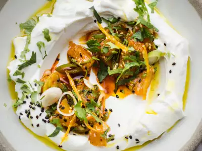 Bubala, Spitalfields: restaurant review &ndash; Labneh, orange salsa, togarashi, and candied orange