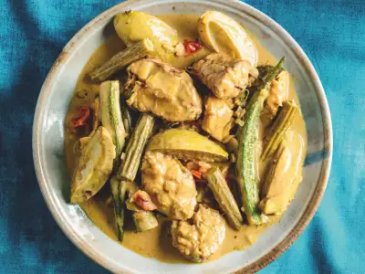 Fish, mango and okra