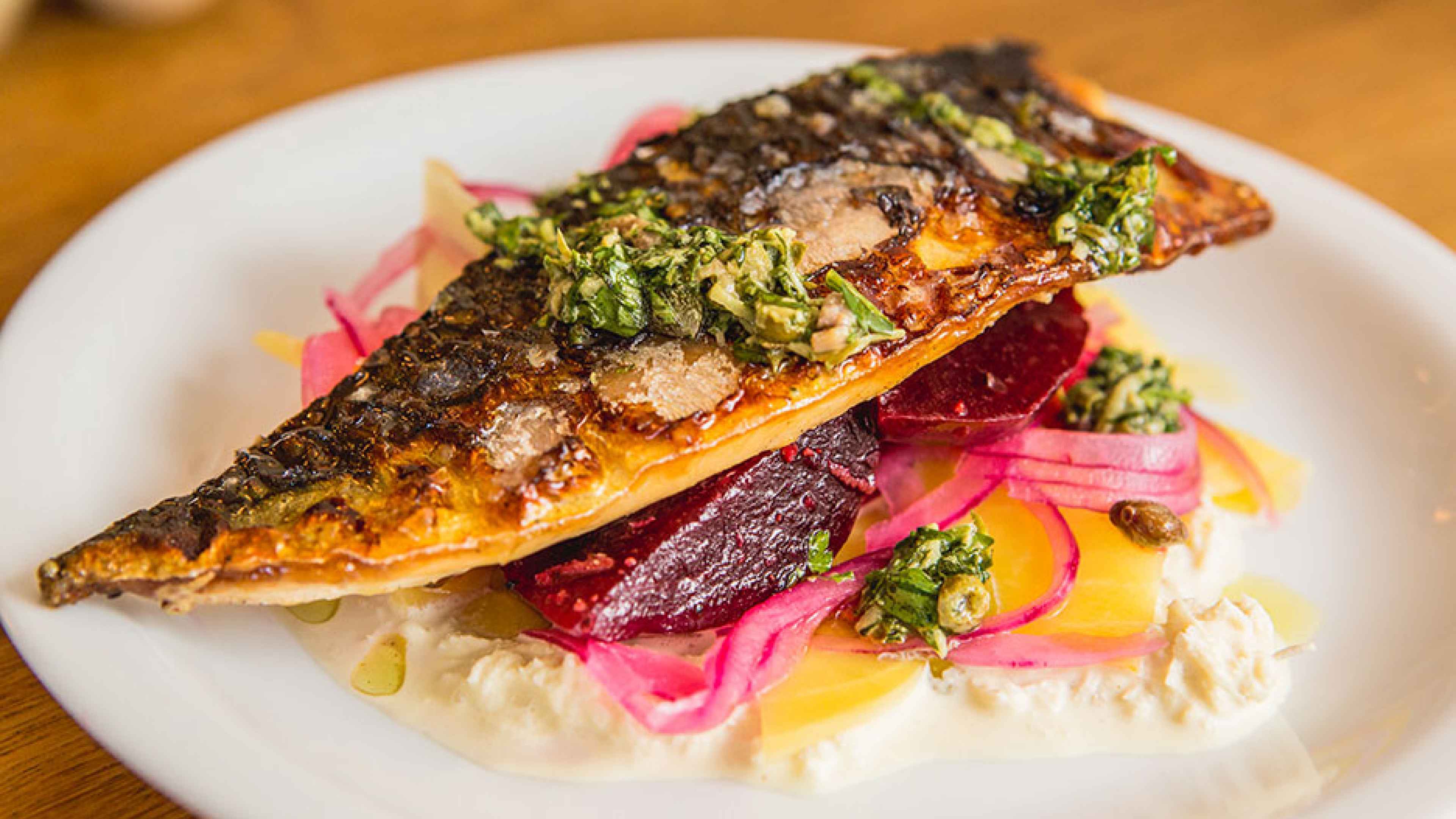 Tom Oldroyd's recipe for mackerel, beetroot and salsa verde Recipes