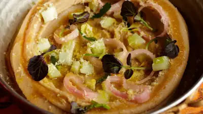 PARLOUR's chestnut hummus with rosemary flatbread