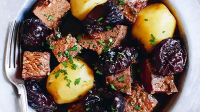 chunks of beef with meltingly-soft prunes